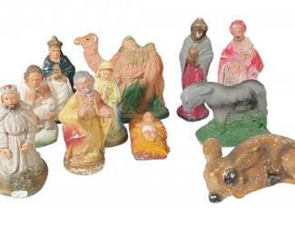 Vintage Chalkware Nativity Pieces & Mo