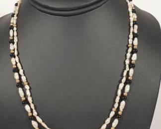 14K Gold Baroque Freshwater Cultured Pearl Necklace Duo & Bracelet