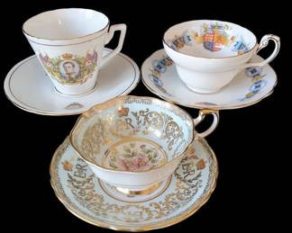 Three British Royalty Family Inauguration Tea Cup Sets