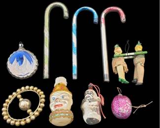 Assortment Of Victorian German & Vintage Cane Ornaments