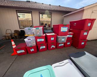 Many more full tubs of Holiday Decor. Could not show all.