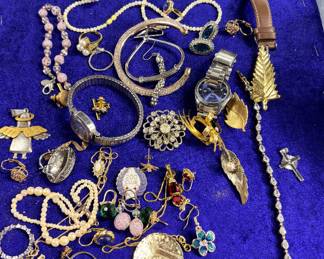 Collection of costume jewelry with some gold
