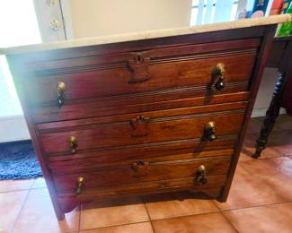 1880s Eastlake marble top chest