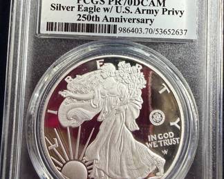 2025 West Point proof 70 cameo silver eagle with US Army privy