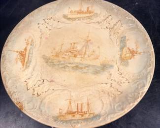 Really neat Spanish American war, the great White fleet, USS Maine ship plate