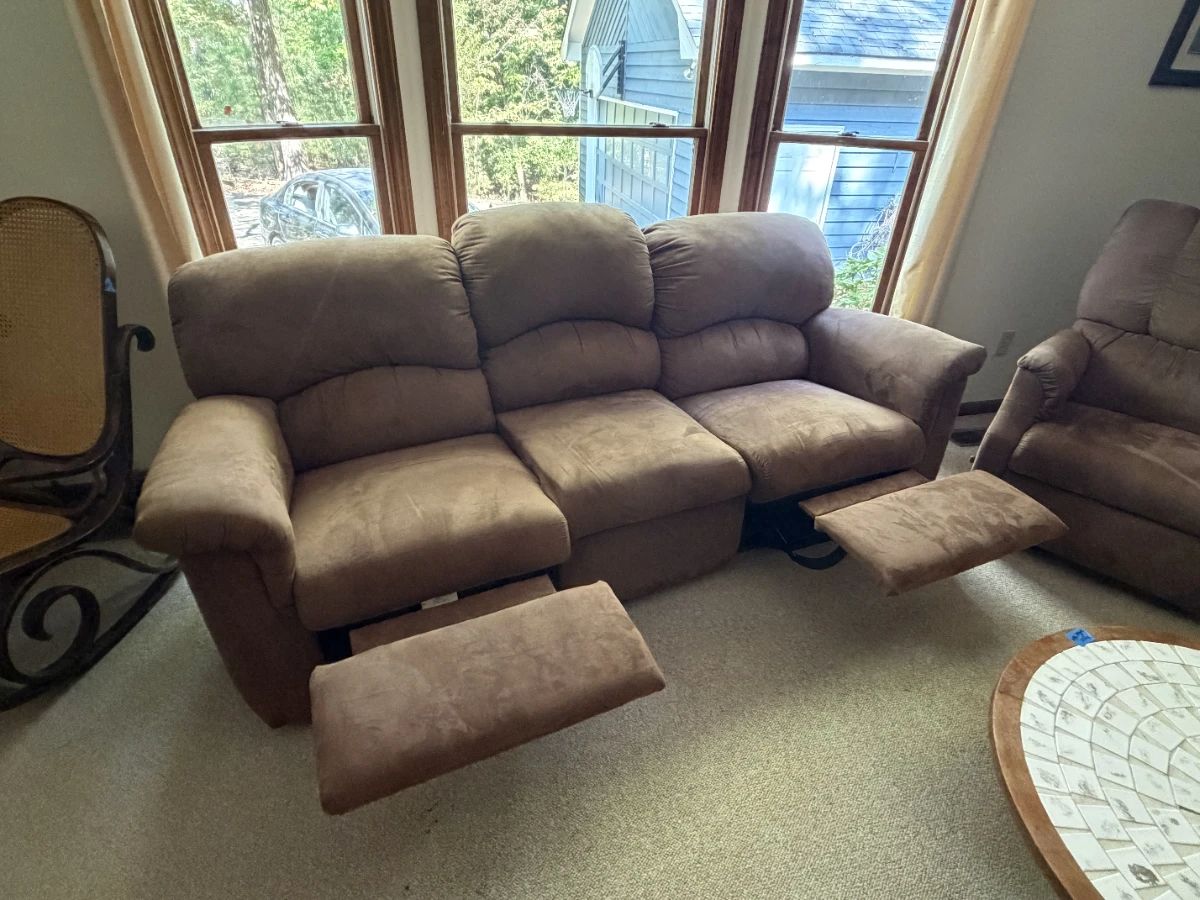 Lazyboy suede couch with matching recliner
