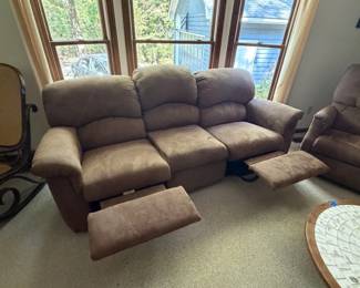 Lazyboy suede couch with matching recliner