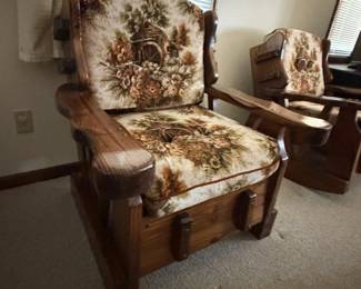 Rocker and arm chair with rustic farmouse living room suite