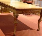 Painted distressed Italian farm table.  Will seat 8/10
