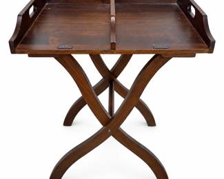 Wood Butler’s Tray Accent Table with IN/OUT Divided Top