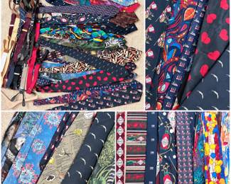 Large Collection of Vintage Men’s Novelty Silk Ties & Suspenders – Tabasco, Nautical, Golf & More