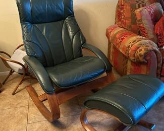 Scandinavian Rocking Chair with Ottoman