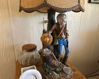 MCM Chalkware Miner Table Lamp Apsit Bros