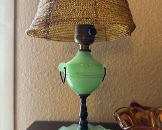Set of 2 Jadeite Boudoir Lamps