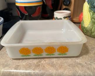 Glasbake Orange Flowers Pan