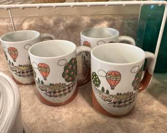 Vintage Otagiri Coffee Mug Set Hot Air Balloons