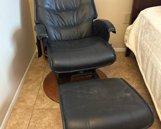 Faux Leather Swivel Chair with Ottoman