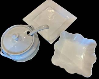 White Ceramic Tureen  Serving Dishes