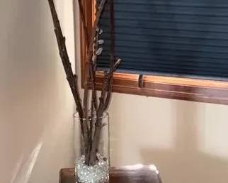Antique Arts  Crafts Mission Oak Pedestal Plant Stand Carved Floral Floral Motif Column