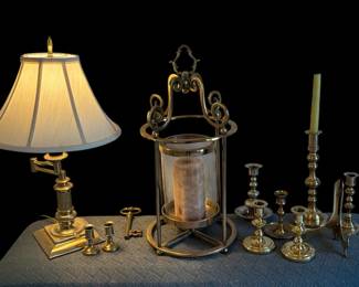 Brass Swing Arm Lamp  Candleholders