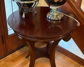 Globe With Rocks And Minerals And Side Table