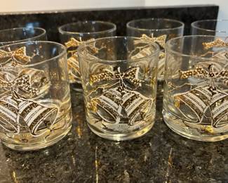 Vintage Gold Bell Holiday Glassware