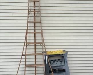 Wooden A Frame Ladder And Folding Sawhorses