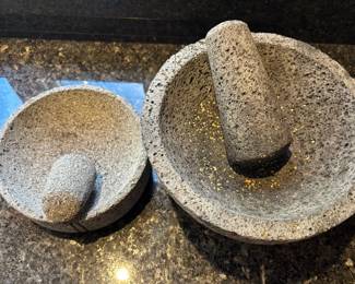 Large Stone Footed Molcajete  Flat Bottom Molcajete