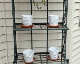Bakers Rack And Plant Pots