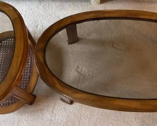 Wood And Glass Coffee Table And Side Table