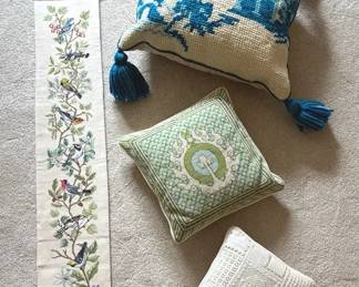 Needlepoint Pillows And Wall Hanging