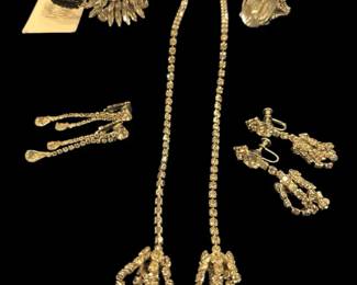 Lariat Crystal Necklace Earrings Ring And Bracelet