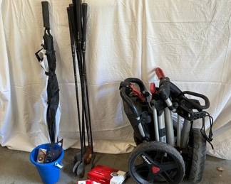 Clicgear Golf Bag Cart And Golf Clubs
