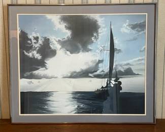 Original Acrylic Maritime Painting, Framed and Matted