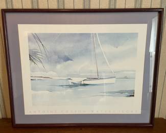 Antoine Chapon Watercolor Print, Framed and Matted