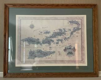 Virgin Islands Map Print, Framed and Matted