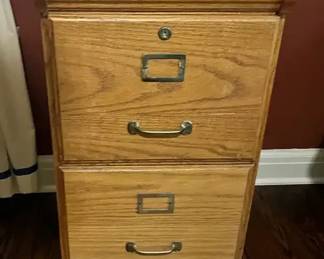 Small Wooden Locking Filing Cabinet with Key