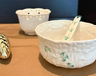 Waterford Golden Pine Cone and Belleek Porcelain