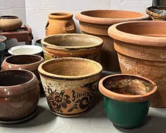 Assorted Ceramic and TerraCotta Planters