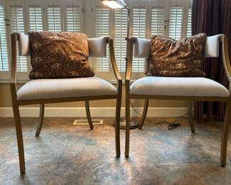 Ada Side Chairs by Ballard Design and Adjustable Pharmacy Floor Lamp
