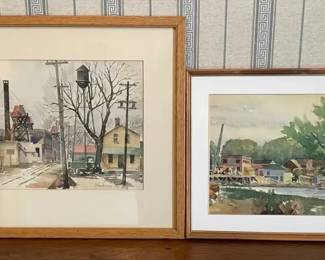Hand Painted Watercolor Scenes, Signed Workman