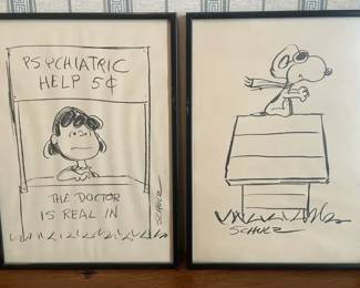 Snoopy Lucy Peanuts Prints, Framed