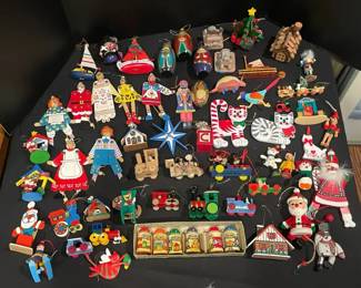 Collection of Vintage Wooden Ornaments Native American, European, Disney, Hand Painted, More