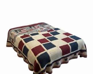 Patriotic Americana Quilt and Crochet Afghan Set