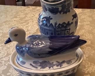 Blue and White DuckForm Butter Dish