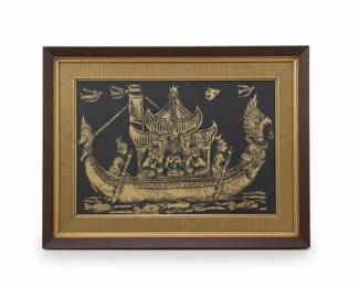 Thai Temple Rubbing on Rice Paper  Royal Barge