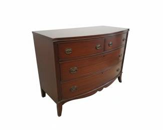 Federal Inlaid Mahogany Bow Front Chest of Drawers by National Furniture, Circa s