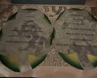 Pair of Irish Blessing Shamrock Wall Plaques