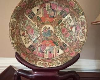 Chinese Famille Rose Medallion Charger with Stand
