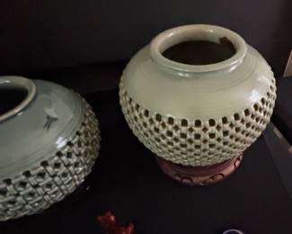 Korean Celadon Reticulated Vase